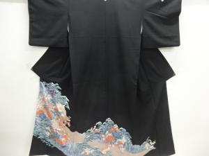 城に花模様刺繍留袖（比翼付き）